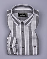 Ultimate Gray With White Dobby Stripe Cotton Shirt