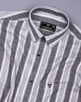 Ultimate Gray With White Dobby Stripe Cotton Shirt