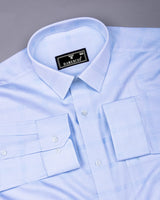 Sky Mist Blue Check Premium Giza Cotton Shirt