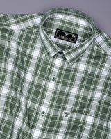 Russian Green With White Check Dobby Cotton Shirt
