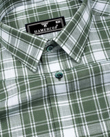 Russian Green With White Check Dobby Cotton Shirt