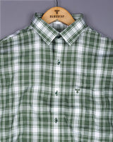 Russian Green With White Check Dobby Cotton Shirt