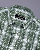 Russian Green With White Check Dobby Cotton Shirt