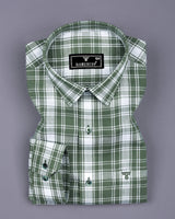 Russian Green With White Check Dobby Cotton Shirt