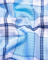 Cubic Blue With White Check Linen Cotton Shirt