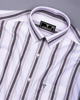 Tonic Gray With White Dobby Stripe Slub Cotton Shirt