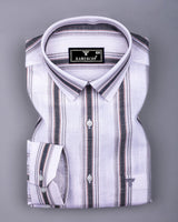 Tonic Gray With White Dobby Stripe Slub Cotton Shirt