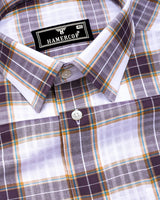 Onion Purple With White Twill Check Cotton Shirt