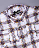 Onion Purple With White Twill Check Cotton Shirt