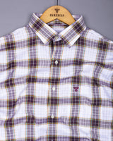 Onion Purple With White Twill Check Cotton Shirt
