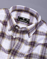 Onion Purple With White Twill Check Cotton Shirt