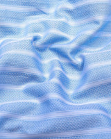 Scuba Blue With White Stripe Dobby Cotton Formal Shirt