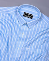 Scuba Blue With White Stripe Dobby Cotton Formal Shirt