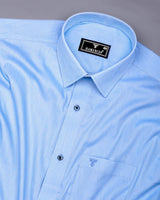 Barnet Blue Dobby Texture Formal Cotton Shirt