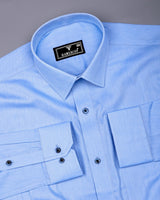 Barnet Blue Dobby Texture Formal Cotton Shirt