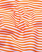 Zesta Orange With White Candy Stripe Premium Cotton Shirt