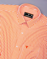 Zesta Orange With White Candy Stripe Premium Cotton Shirt