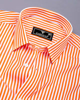 Zesta Orange With White Candy Stripe Premium Cotton Shirt