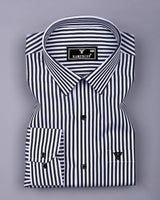 Zesta Black With White Candy Stripe Premium Cotton Shirt