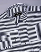Zesta Black With White Candy Stripe Premium Cotton Shirt