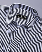 Zesta Black With White Candy Stripe Premium Cotton Shirt