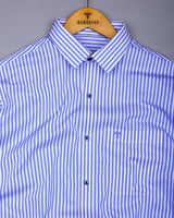 Zesta Blue With White Candy Stripe Premium Cotton Shirt