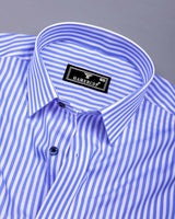 Zesta Blue With White Candy Stripe Premium Cotton Shirt