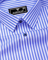 Zesta Blue With White Candy Stripe Premium Cotton Shirt