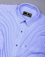 Zesta Blue With White Candy Stripe Premium Cotton Shirt
