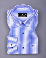 Zesta Blue With White Candy Stripe Premium Cotton Shirt