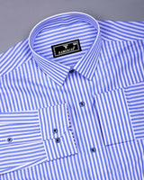 Zesta Blue With White Candy Stripe Premium Cotton Shirt