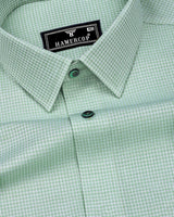 Swifton Green With White Dobby Formal Cotton Shirt