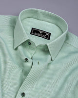Swifton Green With White Dobby Formal Cotton Shirt