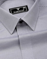 Cloud Gray Foho With White Dobby Textured Giza Shirt