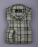 Newton Crocodile Green Waffle Dobby Check Shirt