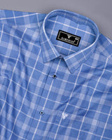 Fermium Blue With White Waffle Dobby Check Shirt