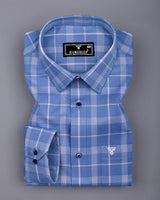 Fermium Blue With White Waffle Dobby Check Shirt