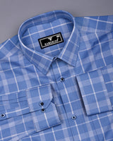Fermium Blue With White Waffle Dobby Check Shirt