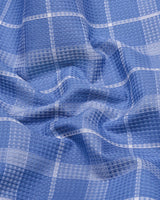 Fermium Blue With White Waffle Dobby Check Shirt