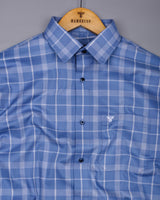 Fermium Blue With White Waffle Dobby Check Shirt