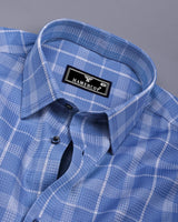 Fermium Blue With White Waffle Dobby Check Shirt