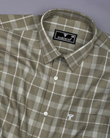 Fermium Green With White Waffle Dobby Check Shirt