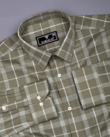 Fermium Green With White Waffle Dobby Check Shirt
