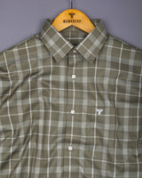 Fermium Green With White Waffle Dobby Check Shirt