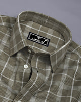 Fermium Green With White Waffle Dobby Check Shirt