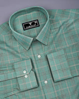 Hybrid Green With Gray Check Linen Cotton Shirt