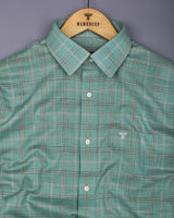 Hybrid Green With Gray Check Linen Cotton Shirt