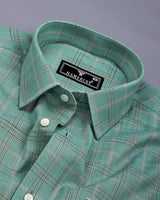 Hybrid Green With Gray Check Linen Cotton Shirt
