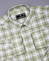 Assert Green With White Waffle Dobby Check Shirt