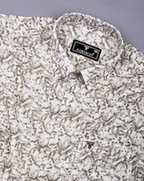 Polymer Brown With Off White Printed Dobby Cotton Shirt